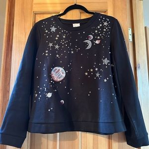 Anthropologie Cosmic Galaxy Embroidered Sweatshirt
